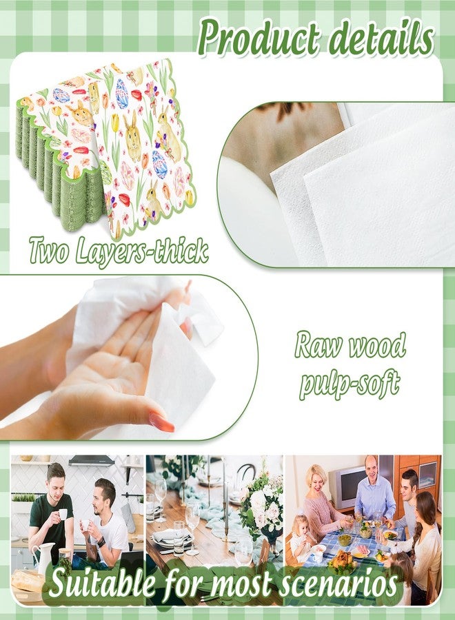 JarThenaAMCS مناديل جارثينا إيه إم سي إس، 50 قطعة، مزينة برسومات أرنب عيد الفصح، مزينة بالزهور والبيض، ورقية، للاستخدام مرة واحدة، مثالية لعشاء وحلويات الربيع، وحفلات استقبال المولود الجديد، وحفلات أعياد الميلاد. - Image 3